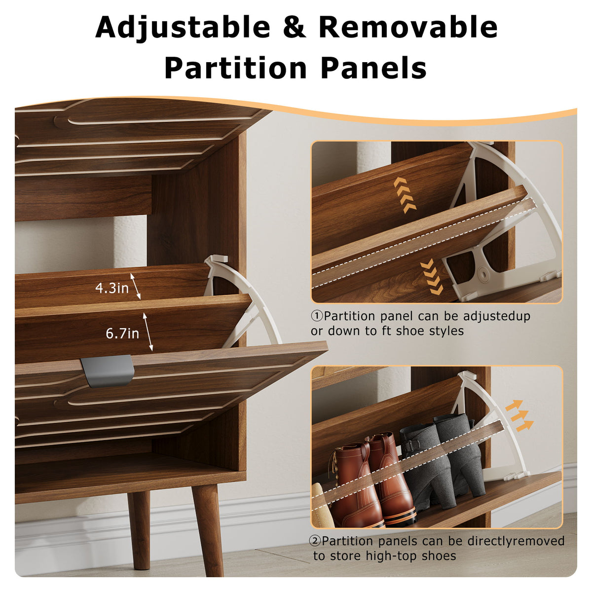 Medieval - Independent Shoe Cabinet With 2 Flip Drawers