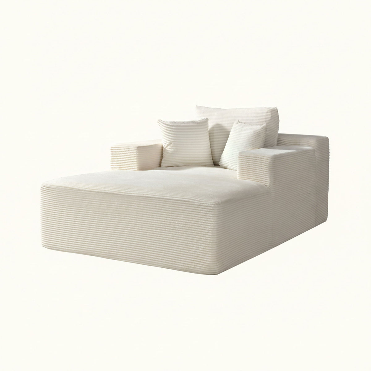 Convertible Chaise Lounge Chair With Wide Armrest & Throw Pillows