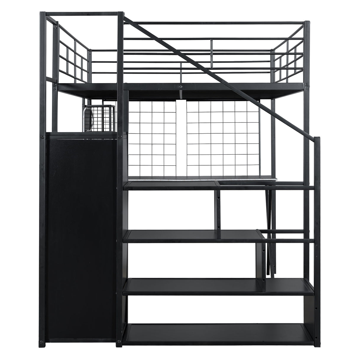 Loft Bed With Built In Work Station, Wardrobe, Storage Staircase And LED