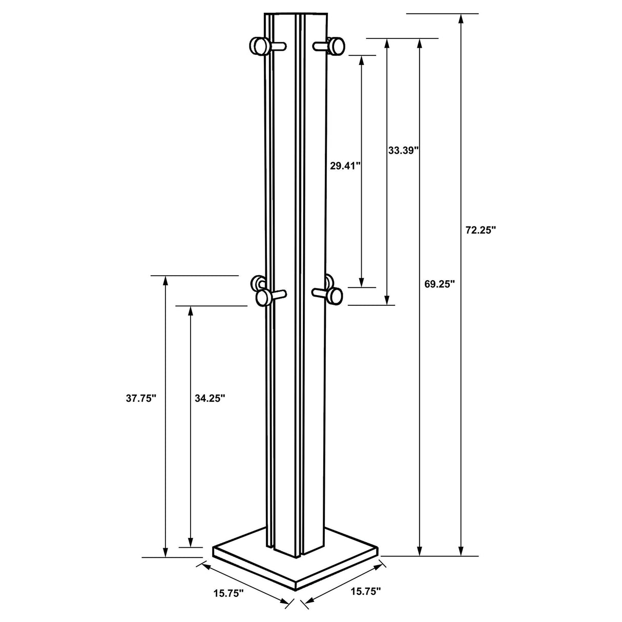 Rawlins - Coat Rack With 8 Hooks - Walnut