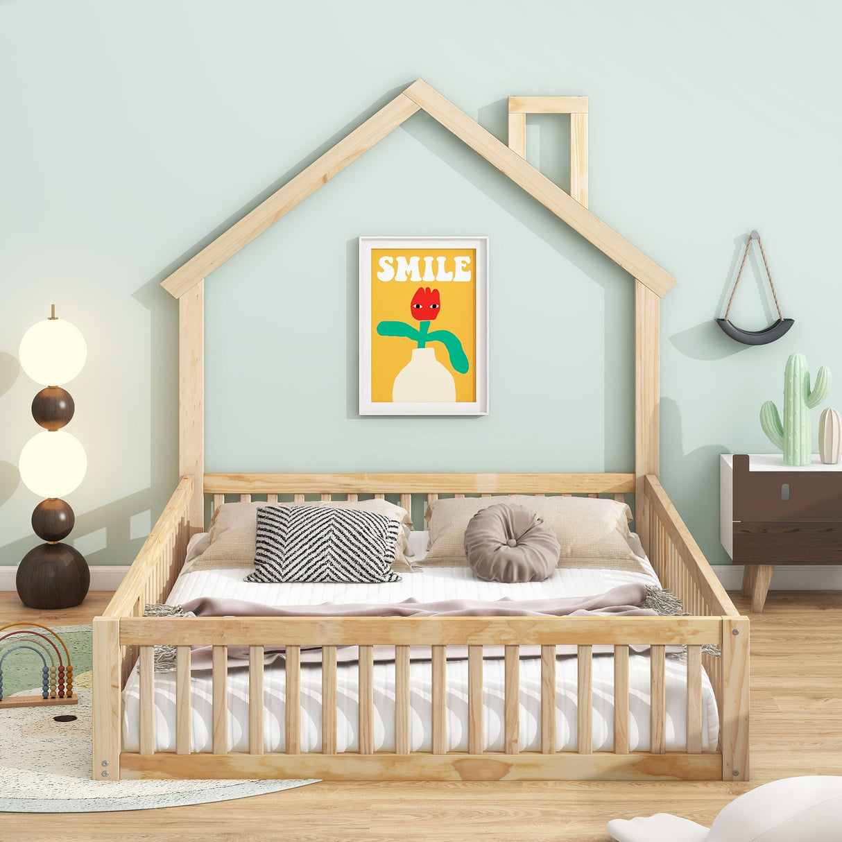 House Platform Bed With Guardrail