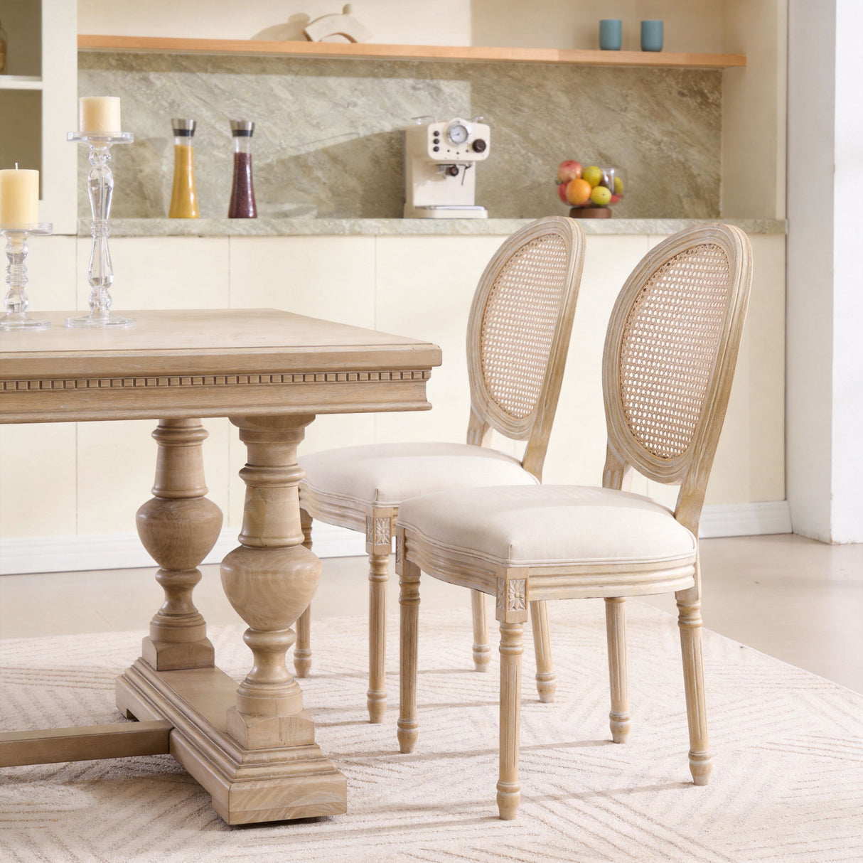 French Country Dining Chairs & Round Back (Set of 2)