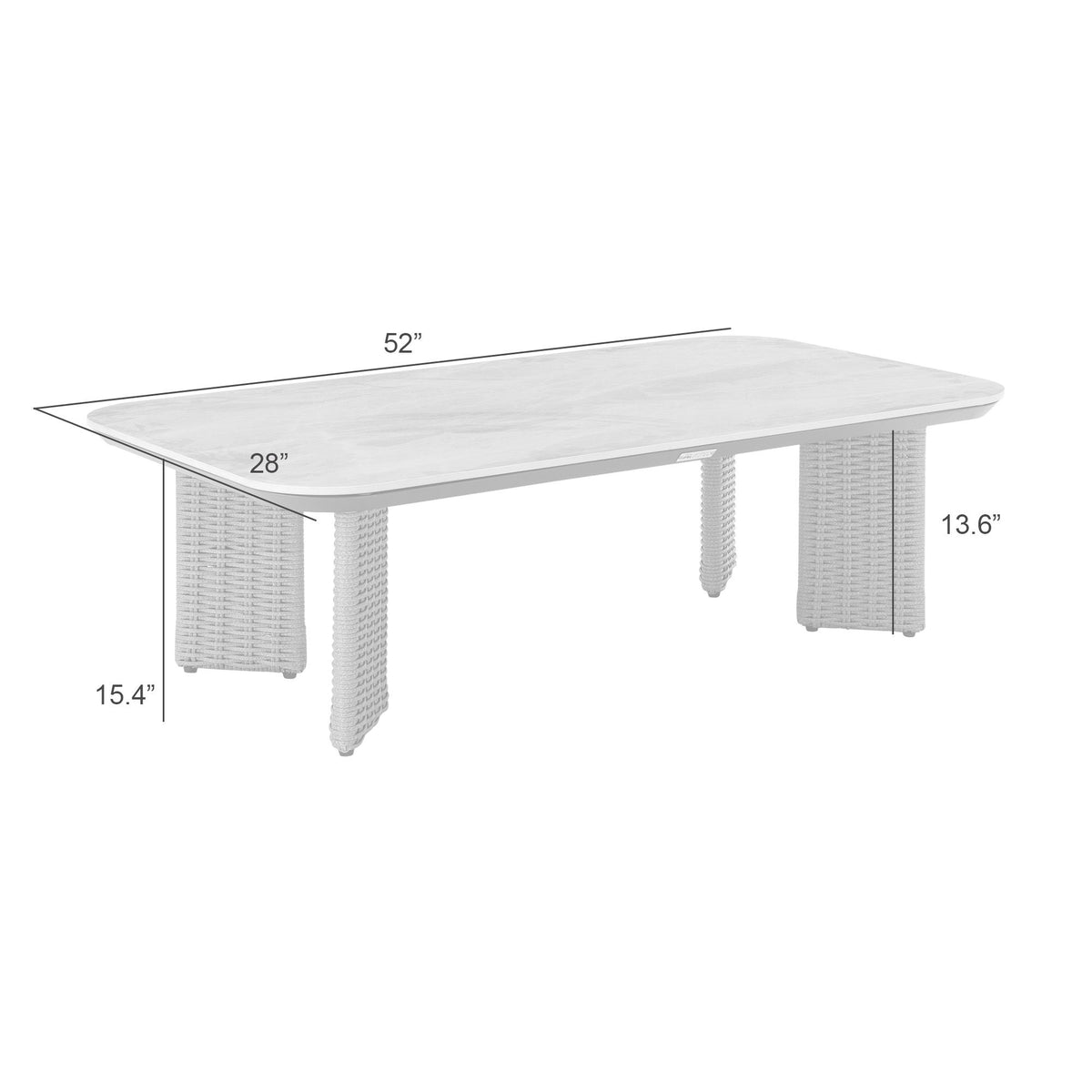 Ciela - Outdoor Rectangular Sintered Stone Coffee Table With Rattan Accents And Frame - Dark Bronze