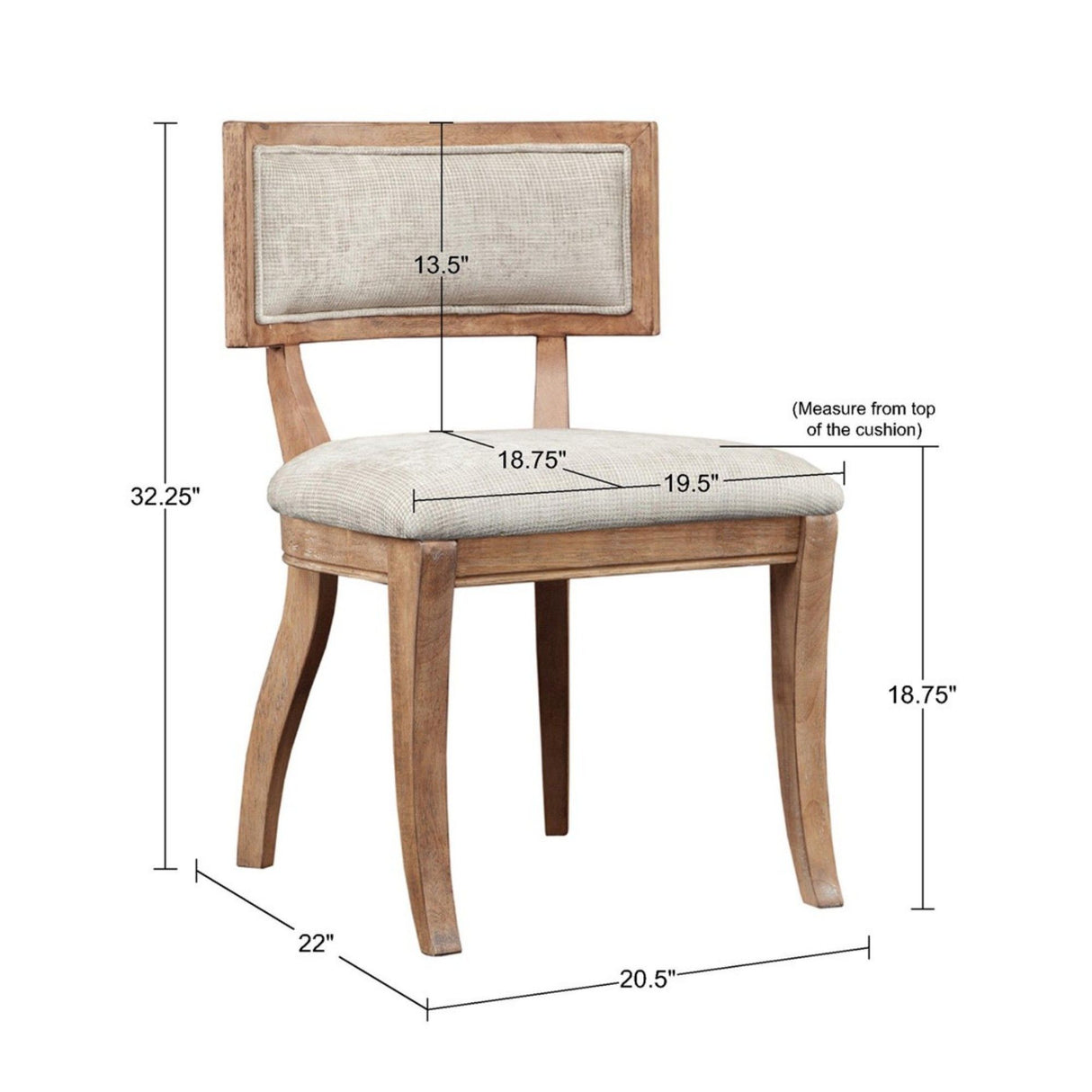 Classic Dining Chair With Curved Back (Set of 2) - Beige / Light Natural