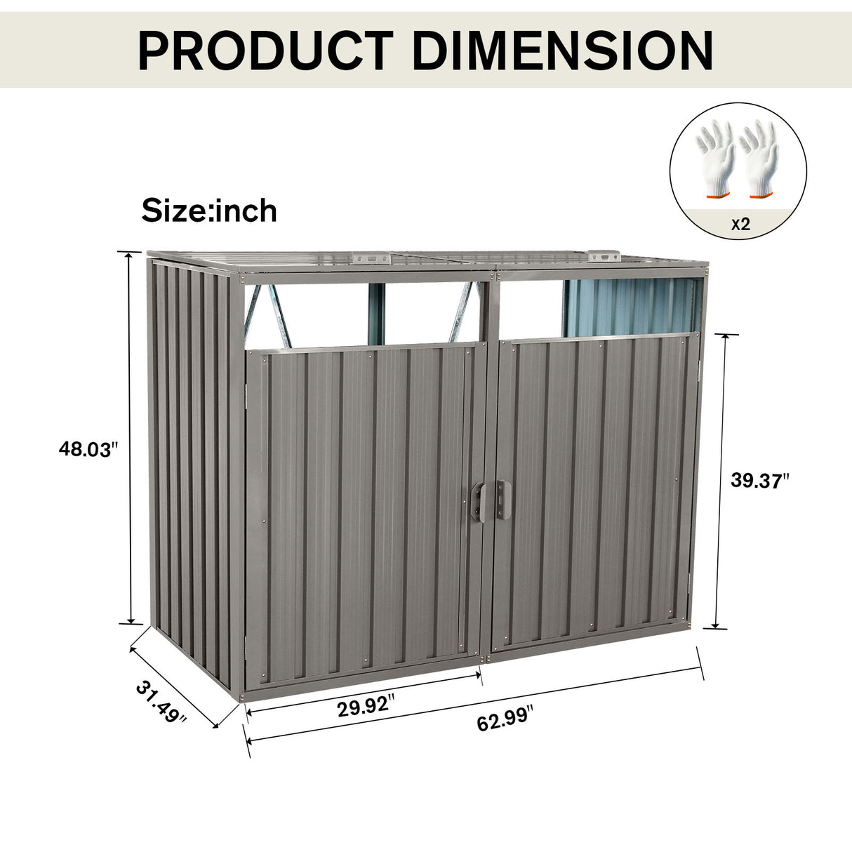Garbage Bin Shed Outdoor Storage Building Weatherproof Galvanized Steel Housing