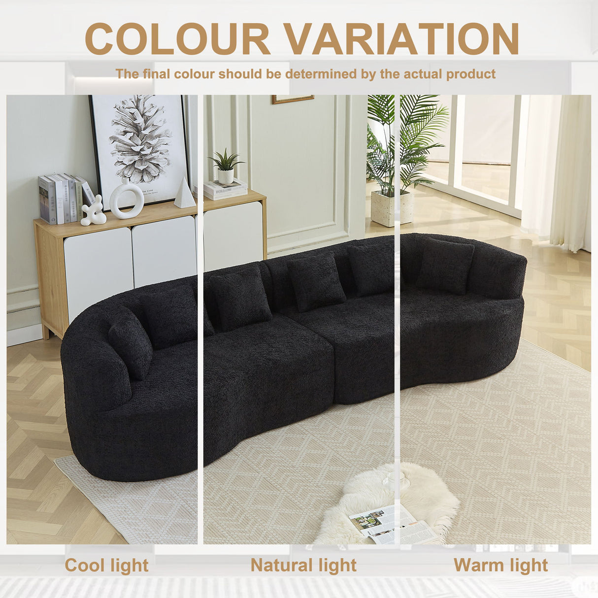 Curved Sectional Sofa With 6 Pillows