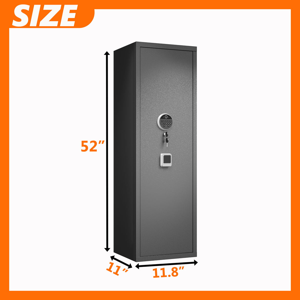 Rifle Safe, Biometric & Keypad Lock, Adjustable Gun Racks With Built In Alarm System