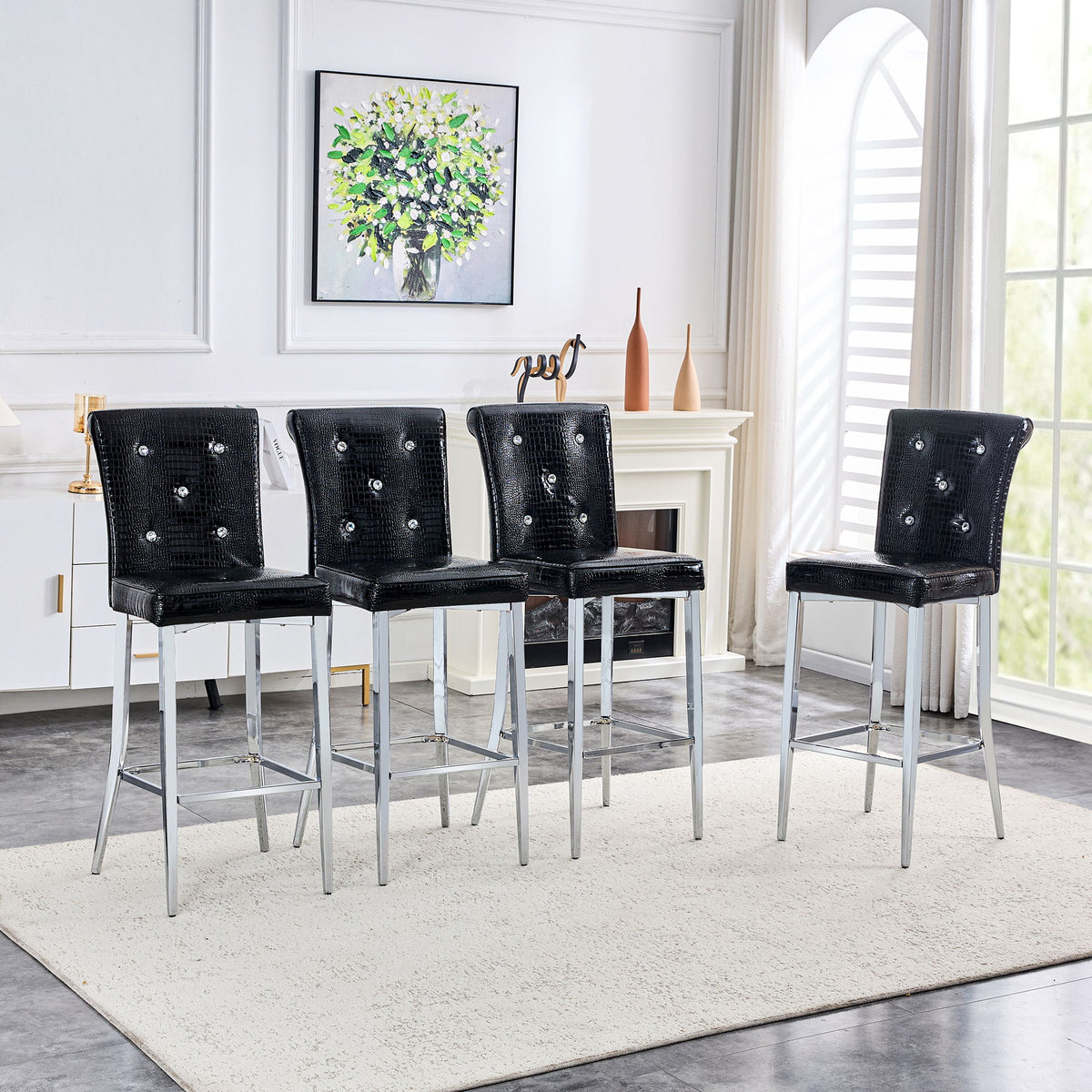 Bar Chairs & Crystal Clasp Design (Set of 2)