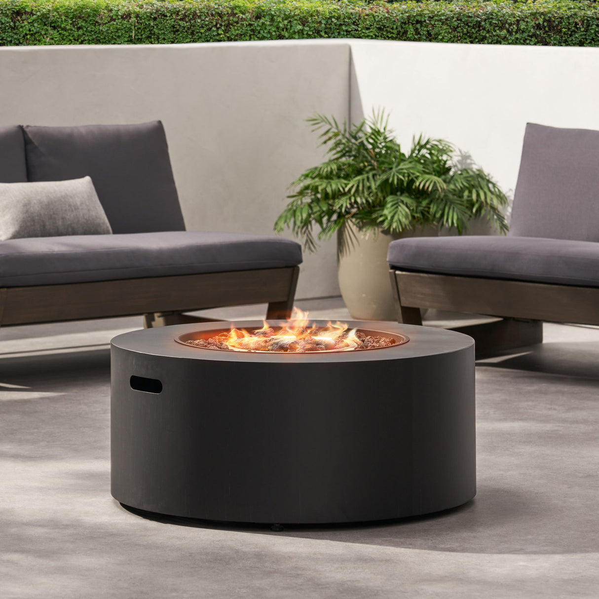 Round Propane Fire Pit Table Modern Outdoor Patio Heater 40000 BTU