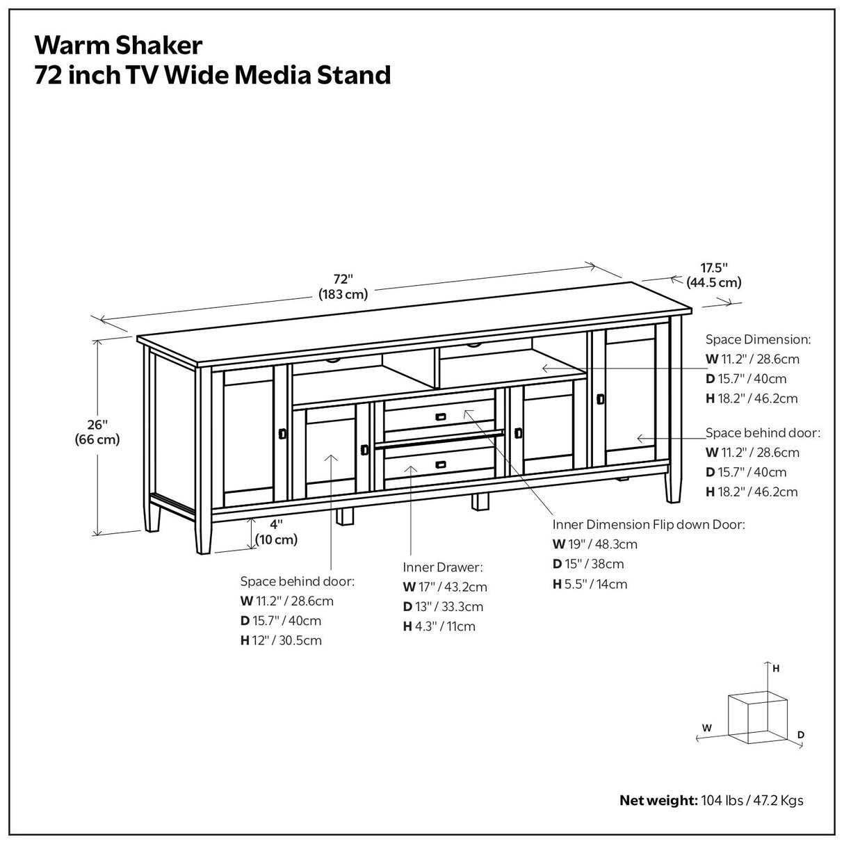 Warm Shaker - TV Media Stand Handcrafted - Tobacco Brown