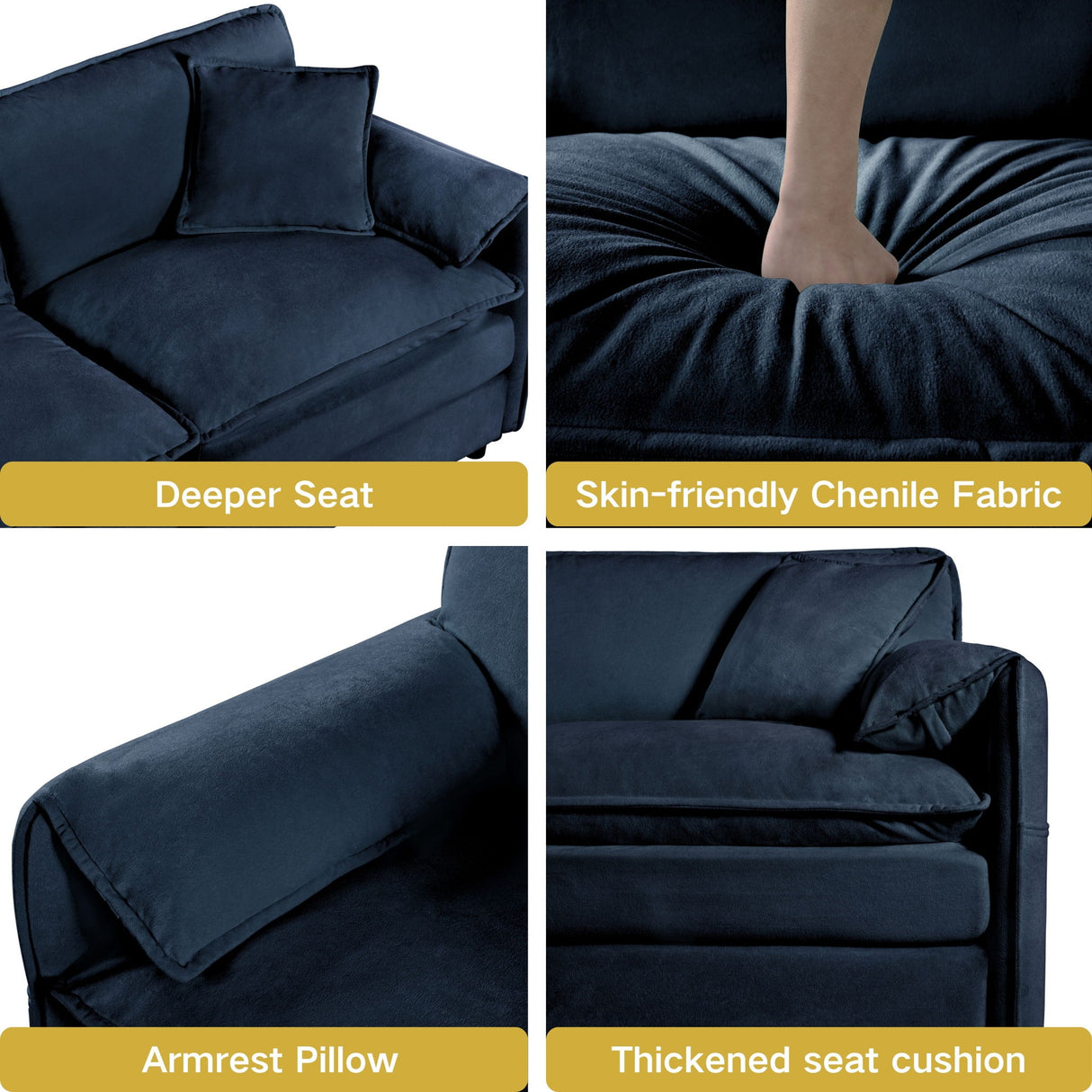 Modern Upholstered Loveseat And Armchair Set With Pillows