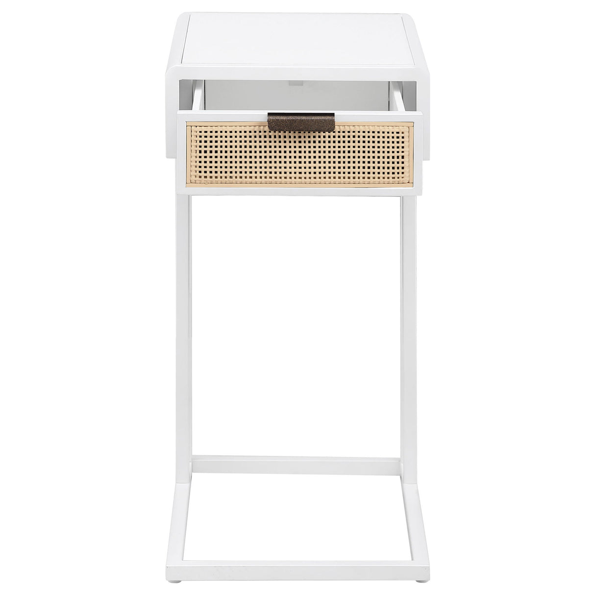 Kenneth - C Shape Side Table With Single Drawer - White