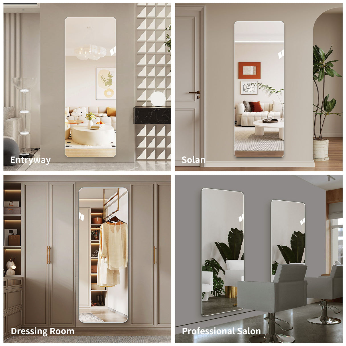 Full Body Round Corner Mirror For Living Room