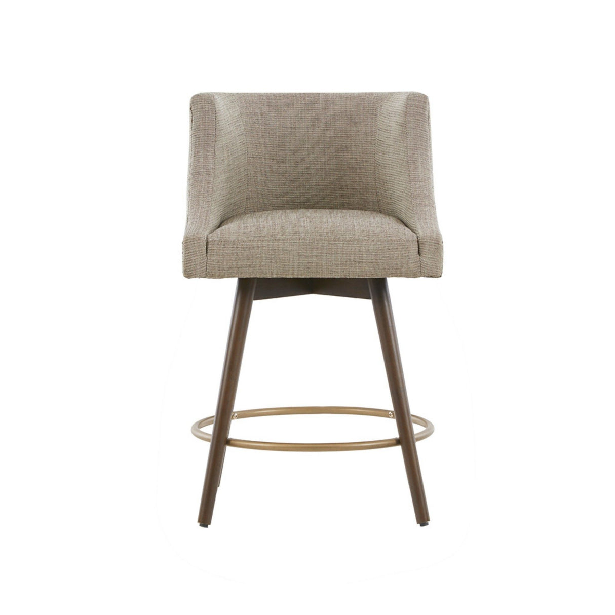 Swivel Counter Stool With Antique Bronze Detailing - Beige Multi