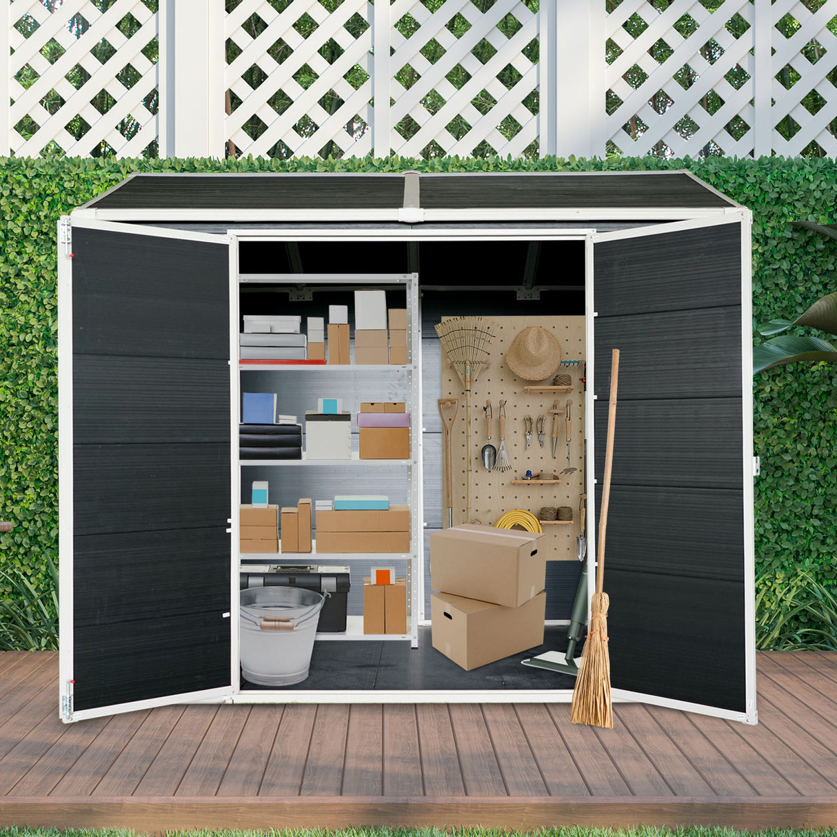 Resin Outdoor Storage Shed Garden Building Waterproof Heavy Duty 8x6.5ft