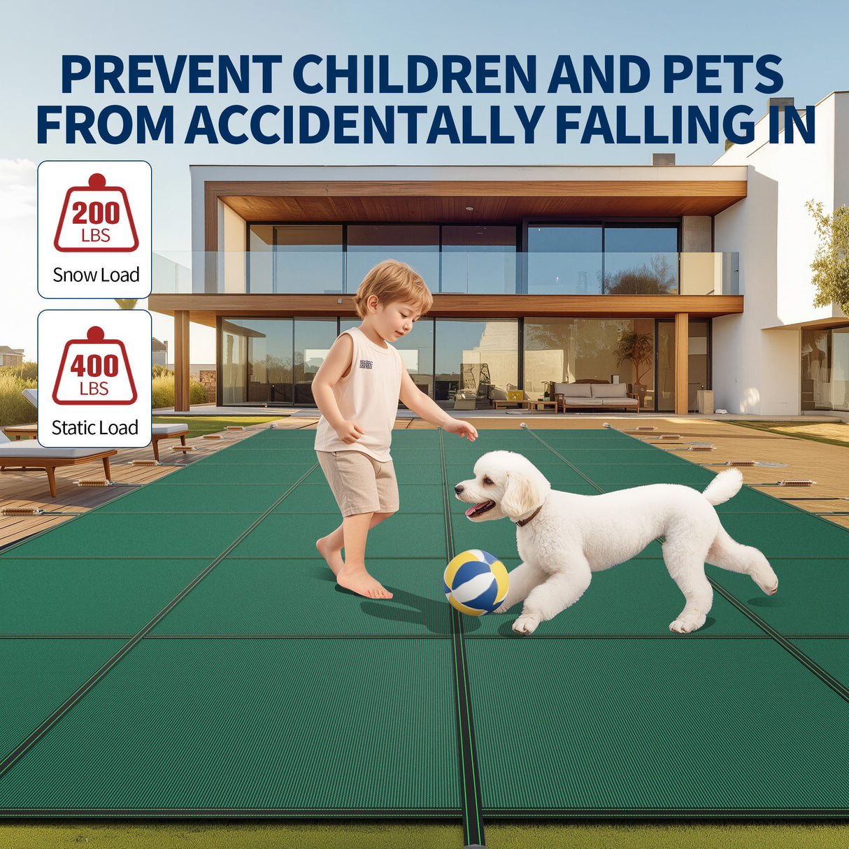 Swimming Pool Safety Cover For Underground Pools - Green