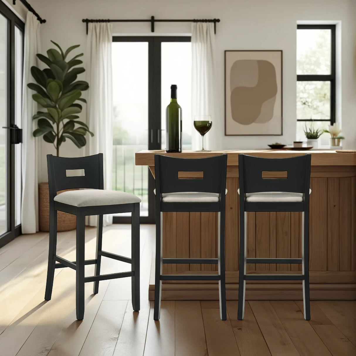 Ren - 30" Bar Height Rubberwood Barstool