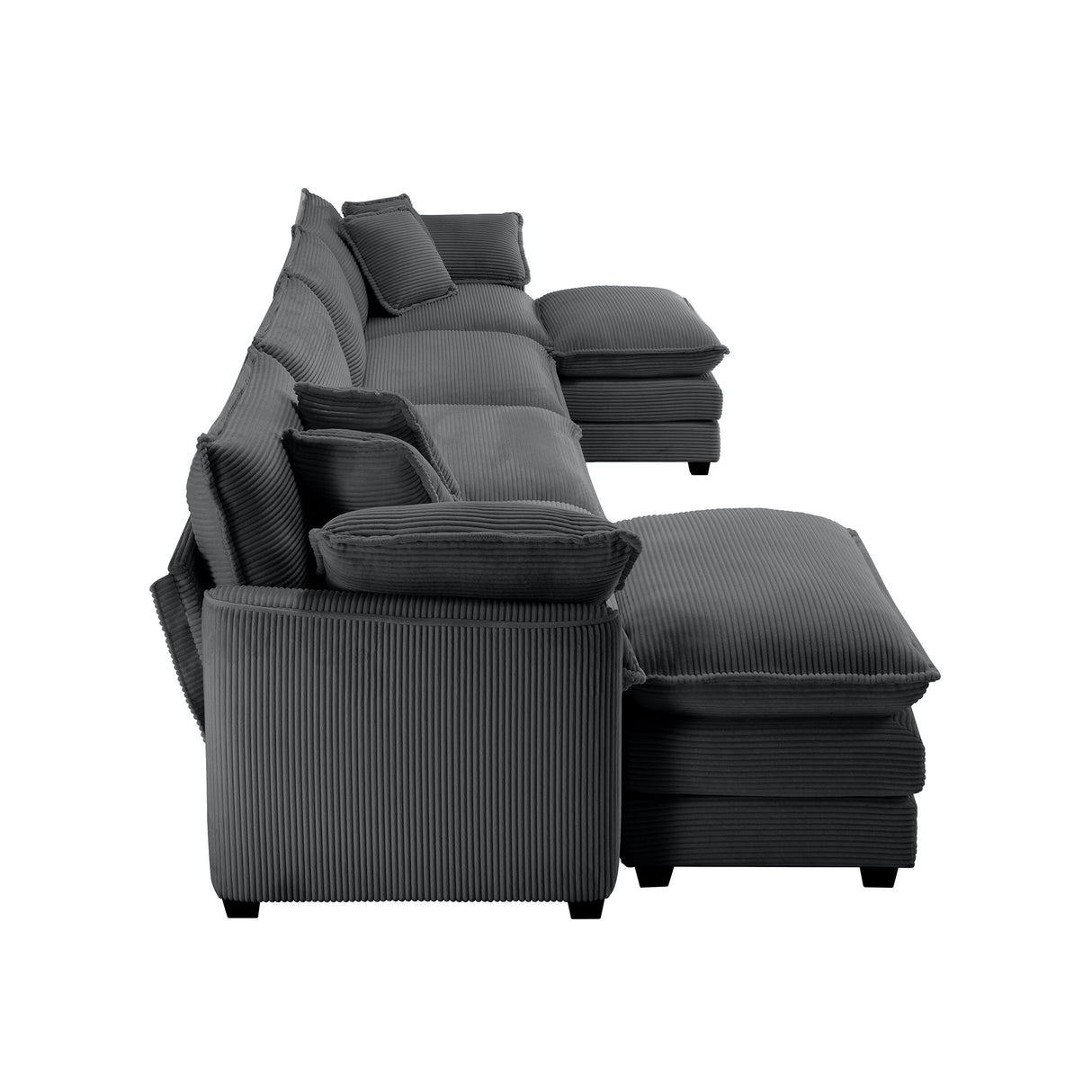 Modern Oversized Modular Cushion Sofa With Ottoman, Low Back, Deep Seating Sofa Set