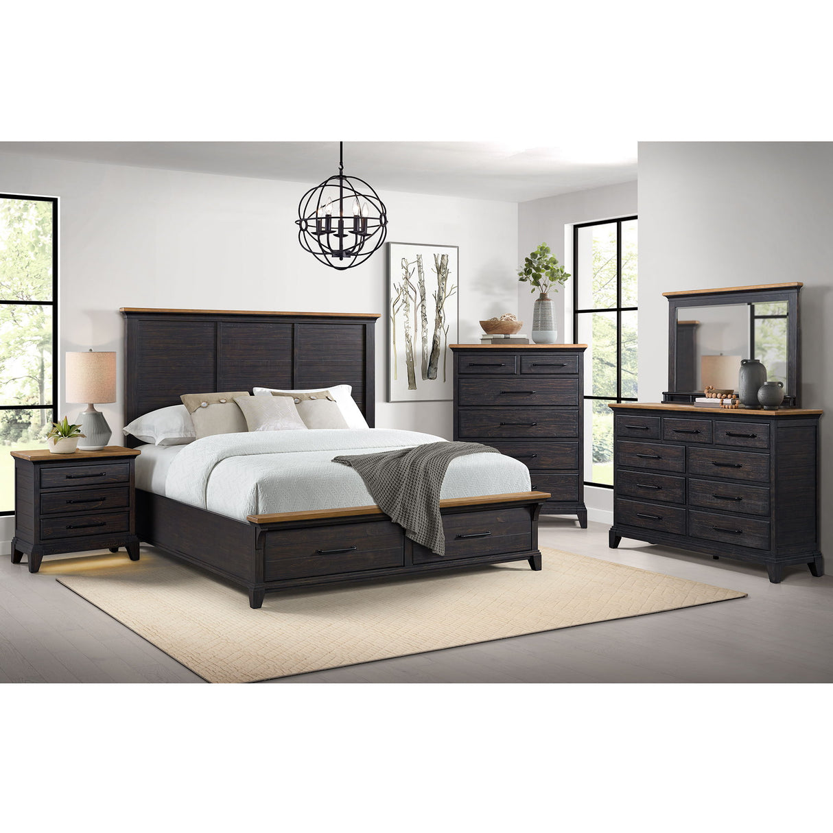 Montrose - Nightstand With Charger & Sensor Light - Espresso & Brown
