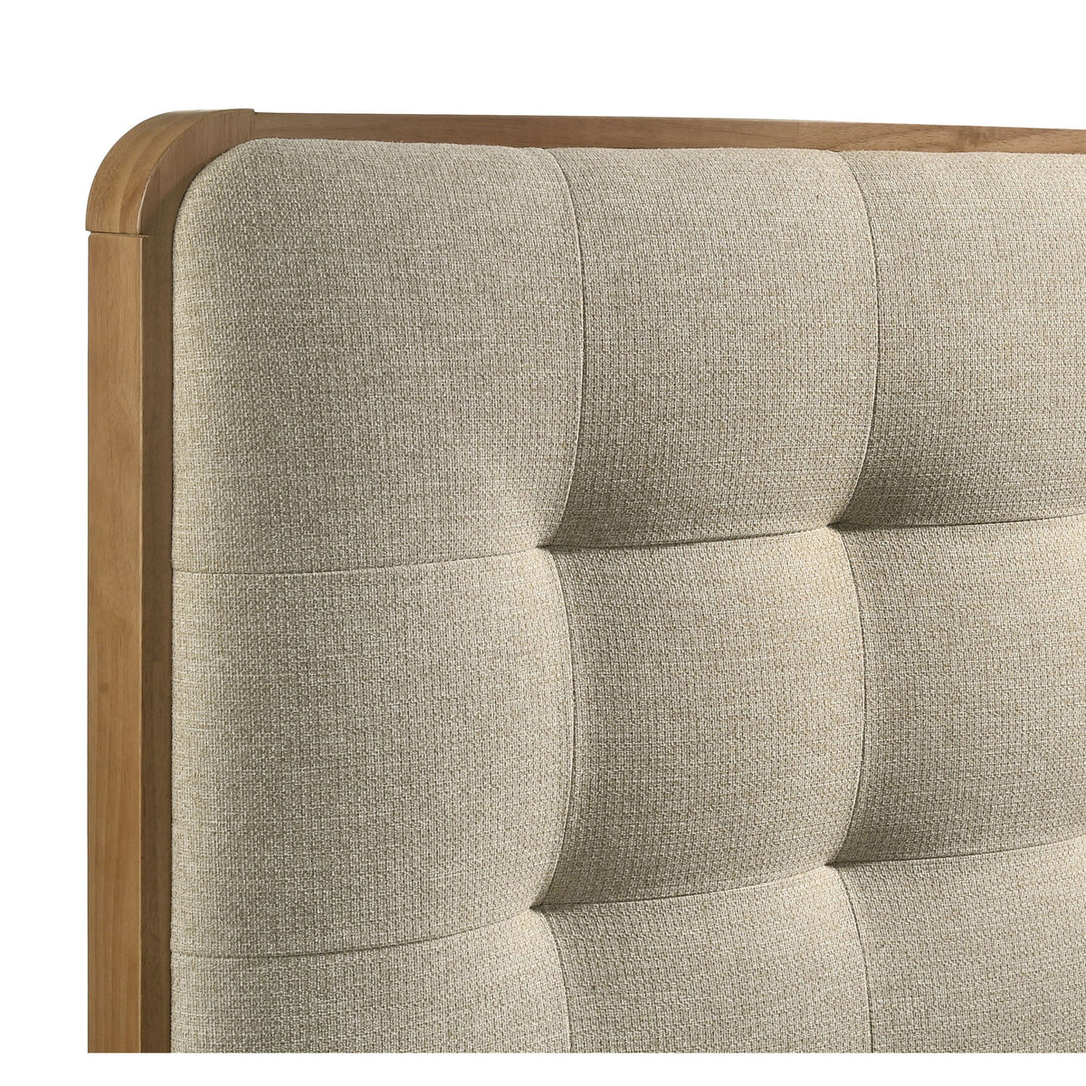 Winston - Twin Platform Bed With Tufted Upholstered Headboard - Light Ash