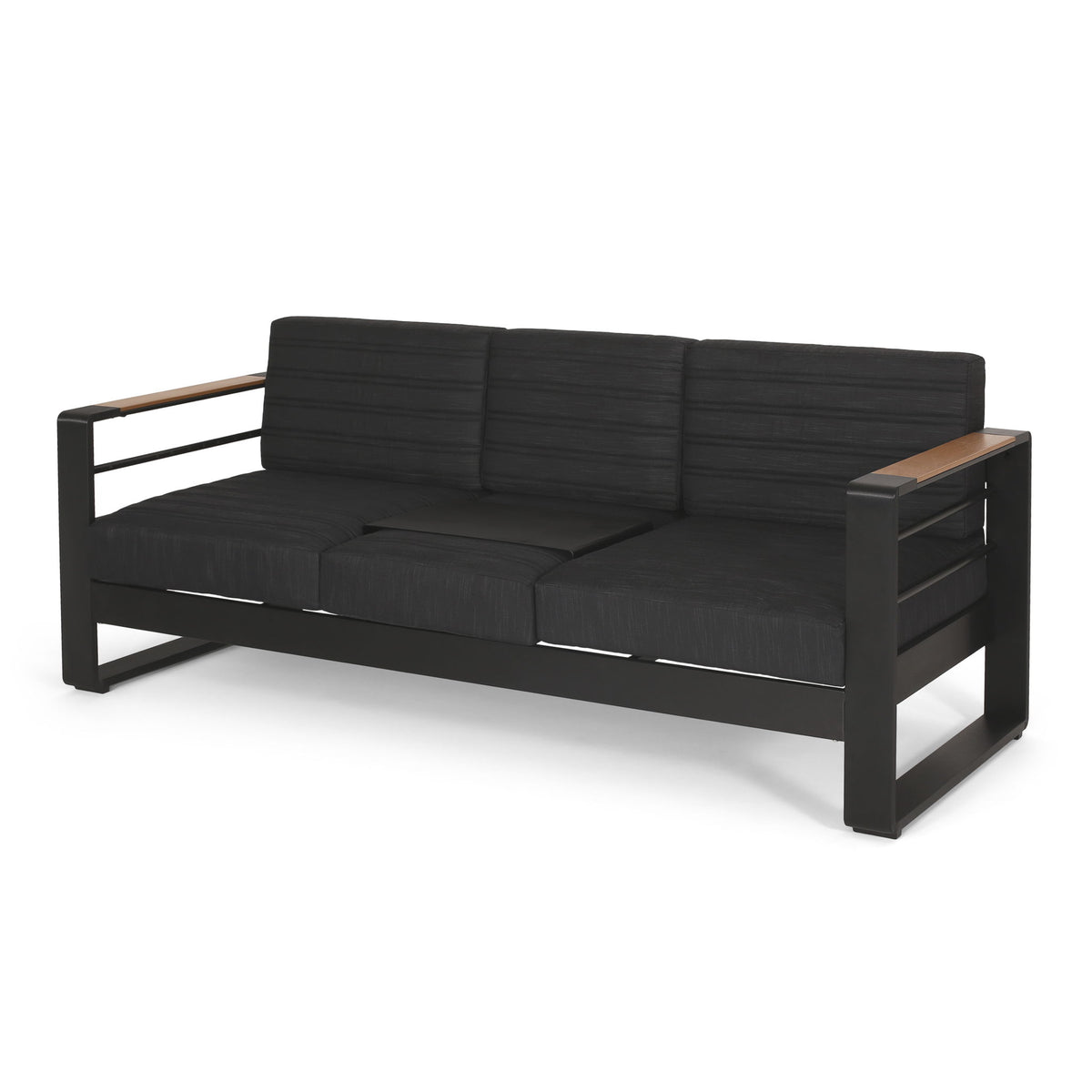 Giovanna - 3 Seater Sofa With Aluminum Frame And Water Repellence Cushions - Black