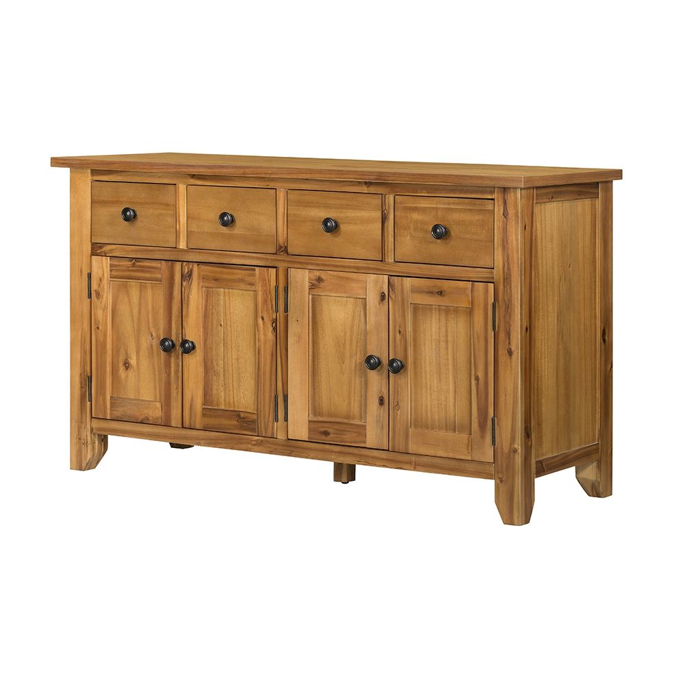 Sideboard Storage Cabinet Farmhouse Style Wood 55x32in Light Brown