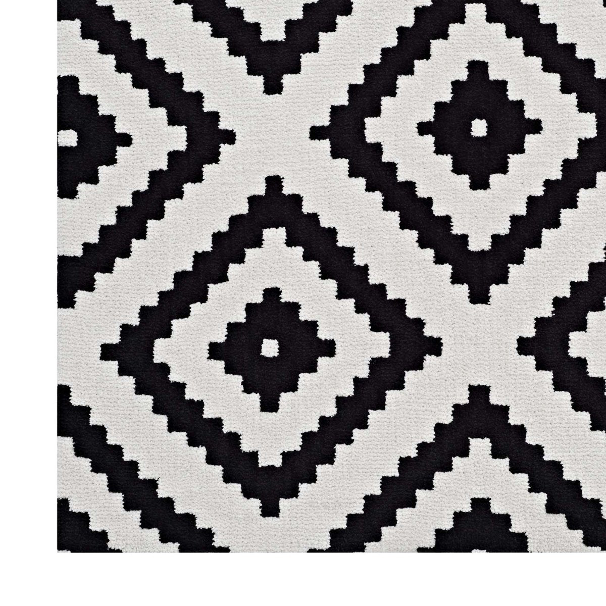 5x8 Black and White Abstract Diamond Trellis Polyester Area Rug - Mats and Rugs - Alpine Outlets