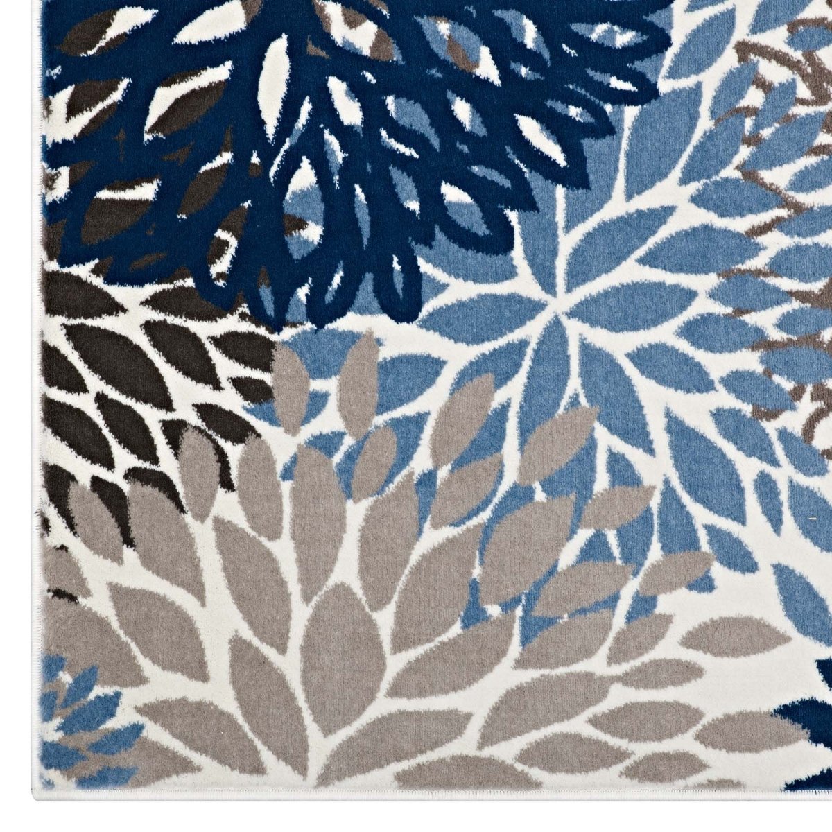 5x8 Blue Brown Beige Vintage Abstract Floral Polypropylene Area Rug - Mats and Rugs - Alpine Outlets