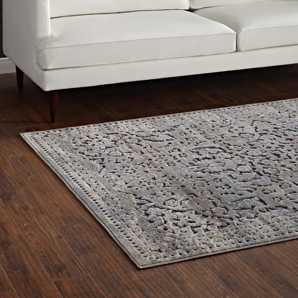 5x8 Blue Cream Distressed Vintage Turkish Area Rug - Mats and Rugs - Alpine Outlets