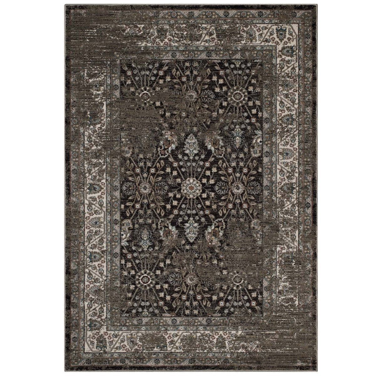 5x8 Brown and Beige Distressed Floral Lattice Area Rug - Mats and Rugs - Alpine Outlets