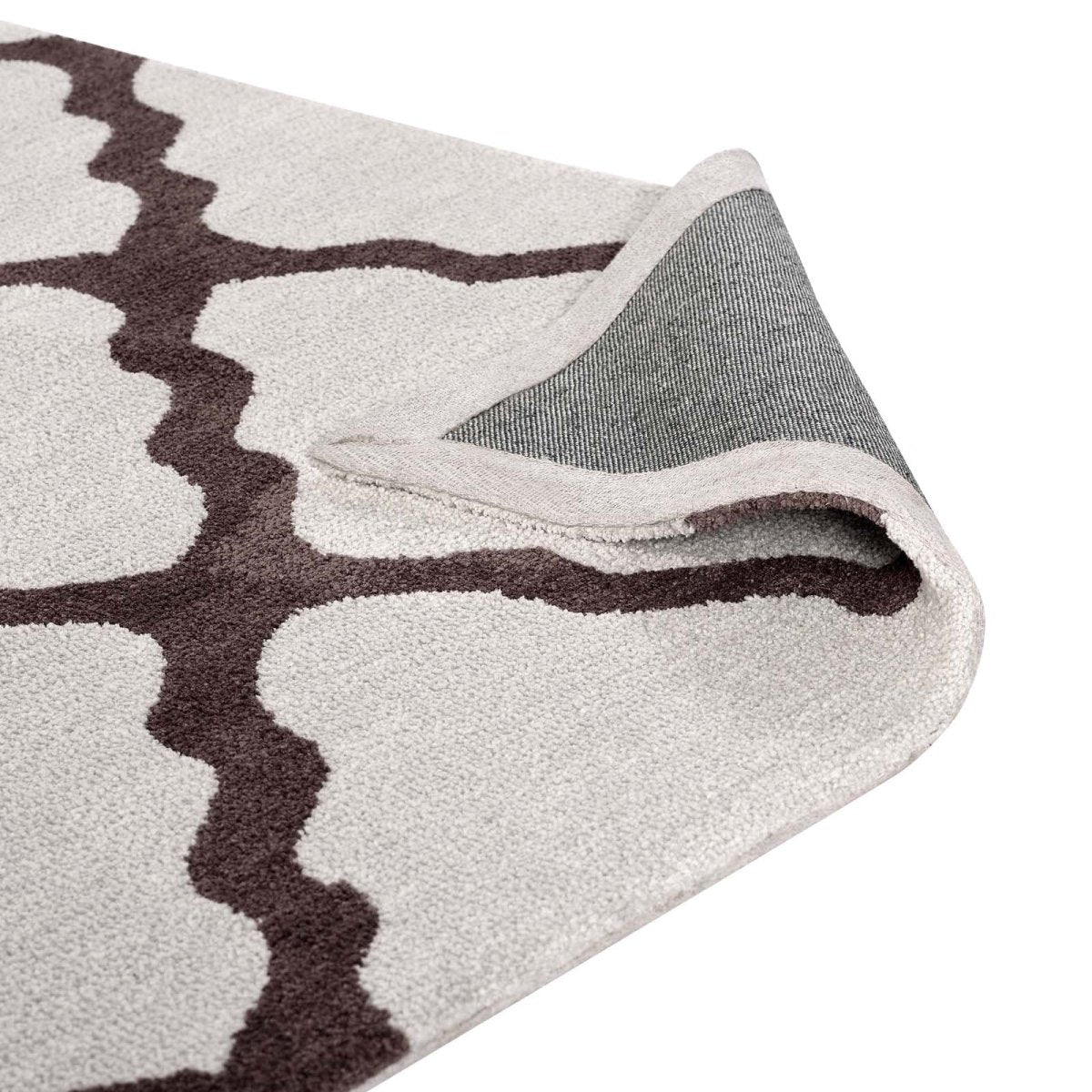 5x8 Brown and Gray Moroccan Trellis Polyester Area Rug - Mats and Rugs - Alpine Outlets