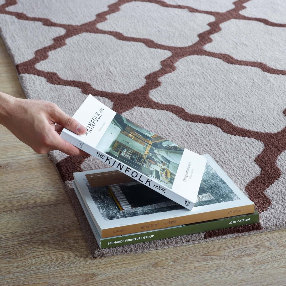 5x8 Brown and Gray Moroccan Trellis Polyester Area Rug - Mats and Rugs - Alpine Outlets