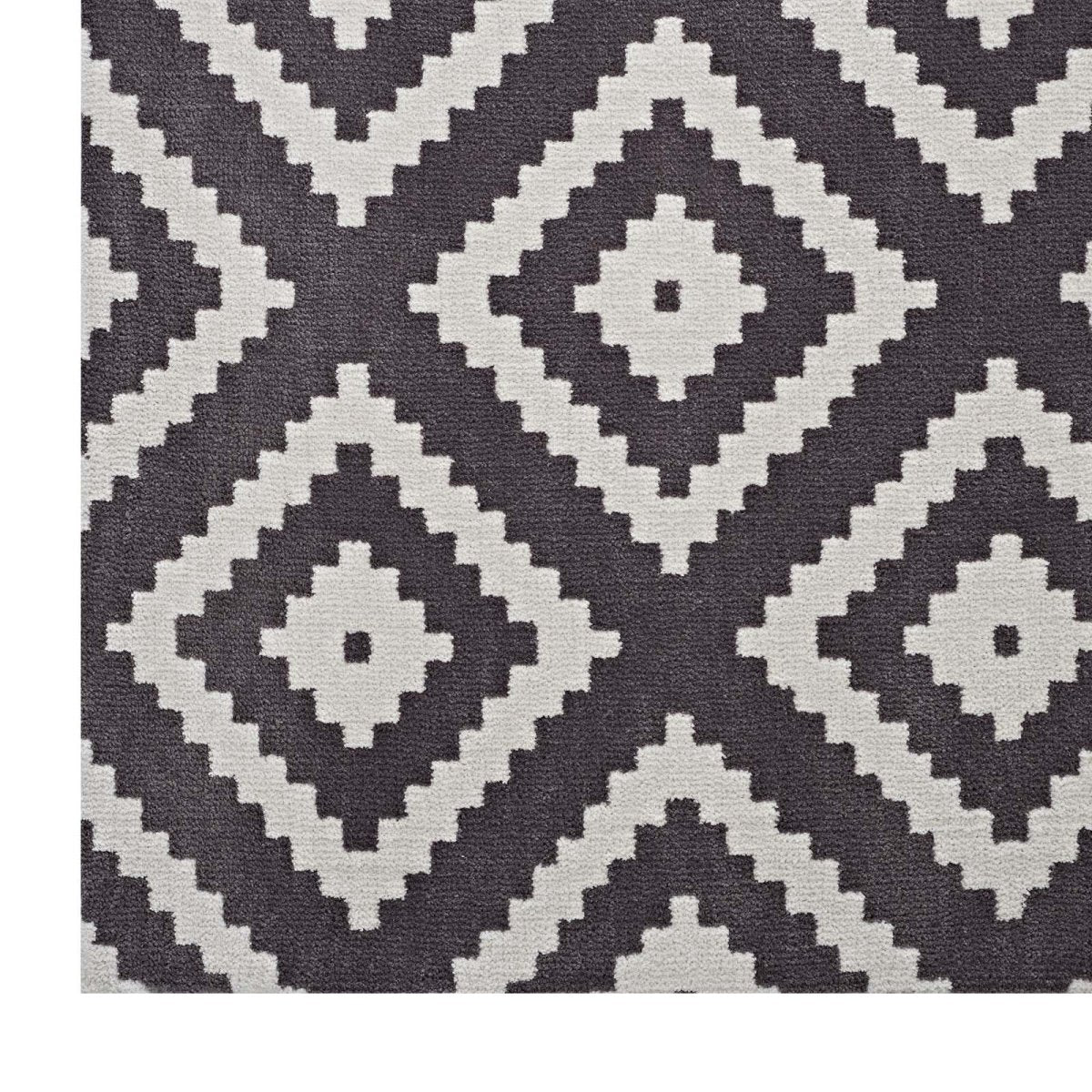5x8 Ivory and Charcoal Abstract Diamond Trellis Polyester Area Rug - Mats and Rugs - Alpine Outlets