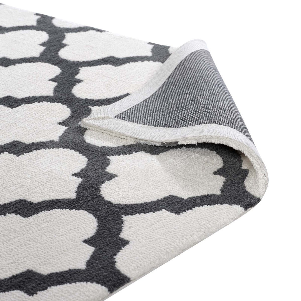 5x8 Ivory and Charcoal Moroccan Trellis Polyester Area Rug - Mats and Rugs - Alpine Outlets
