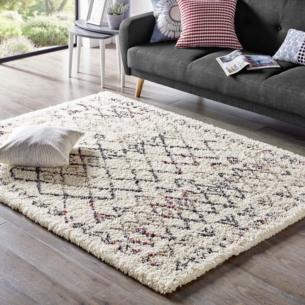 5x8 Multicolor Rainbow Diamond Shag Area Rug - Mats and Rugs - Alpine Outlets