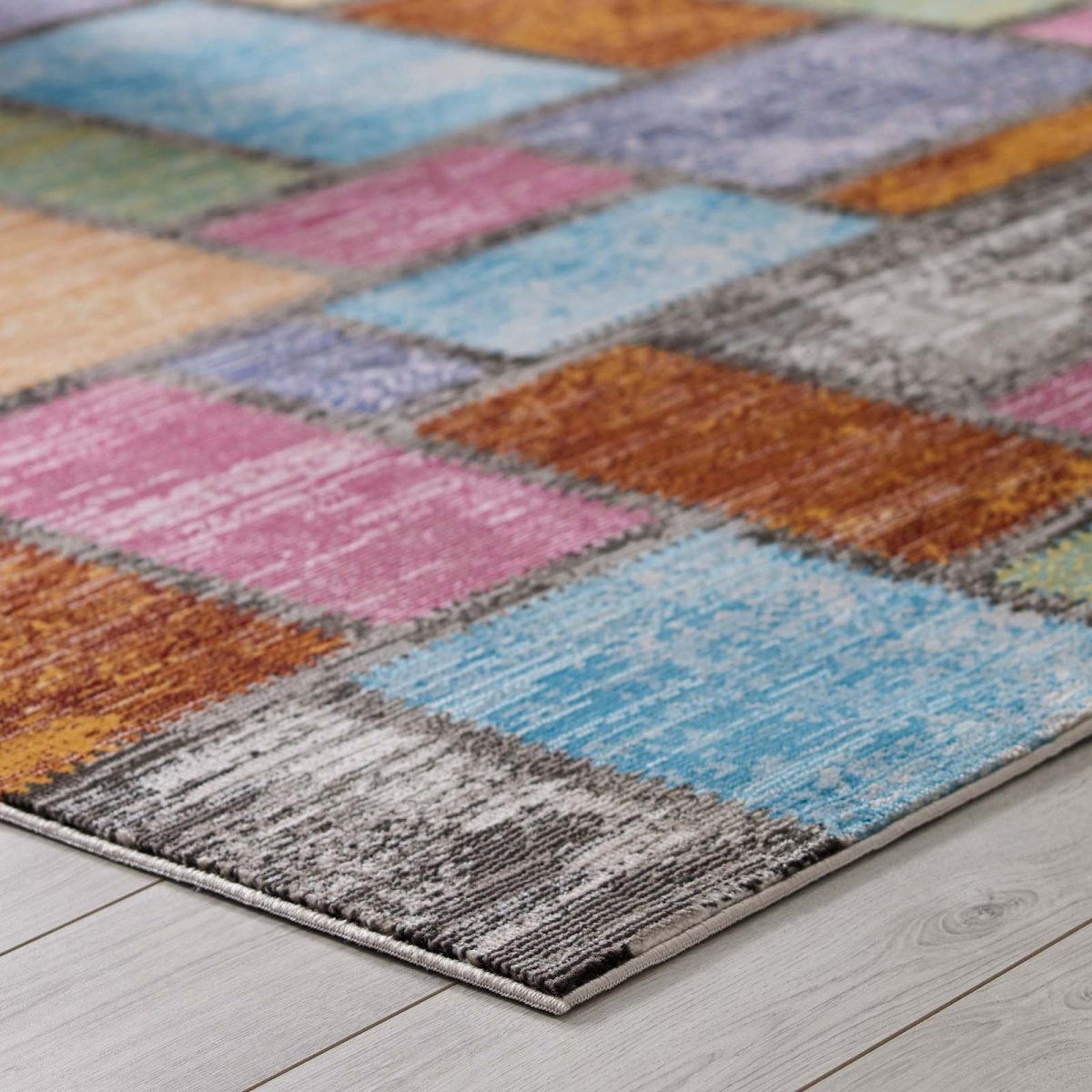 5x8 Multicolored Abstract Geometric Mosaic Area Rug - Mats and Rugs - Alpine Outlets