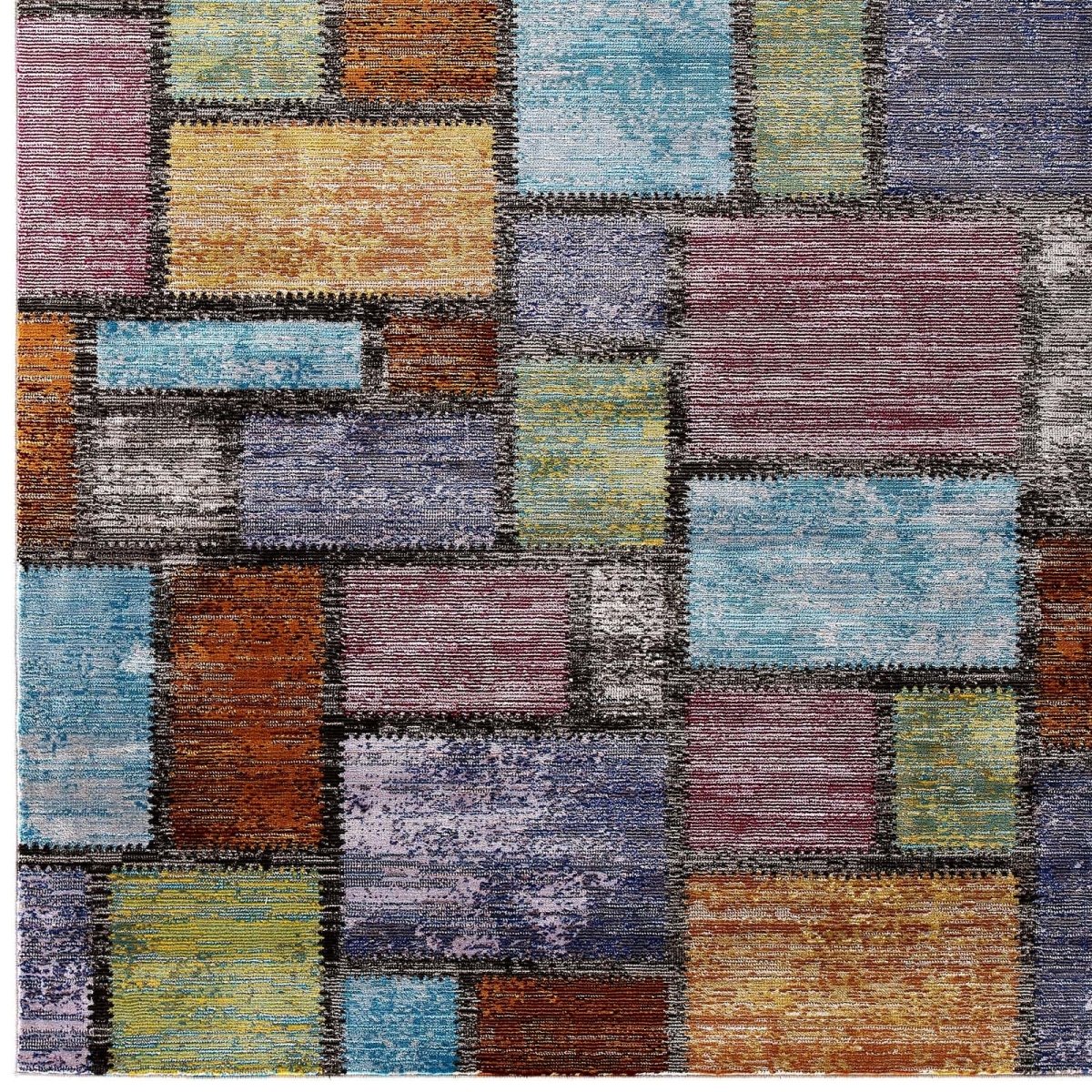 5x8 Multicolored Abstract Geometric Mosaic Area Rug - Mats and Rugs - Alpine Outlets