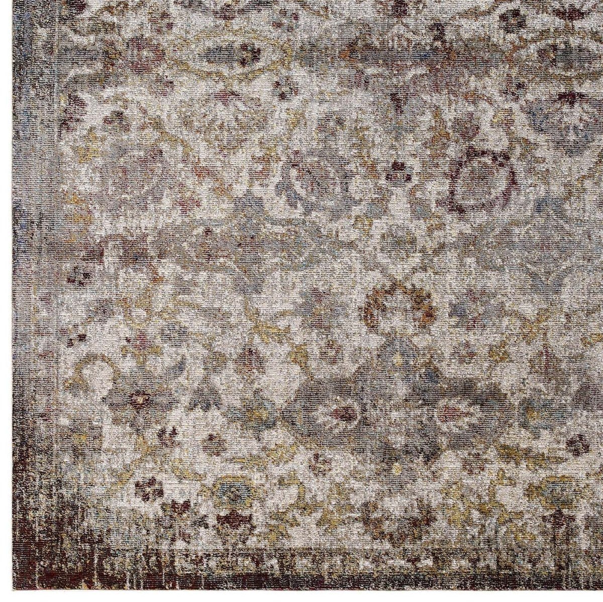 5x8 Multicolored Distressed Floral Moroccan Trellis Area Rug - Mats and Rugs - Alpine Outlets