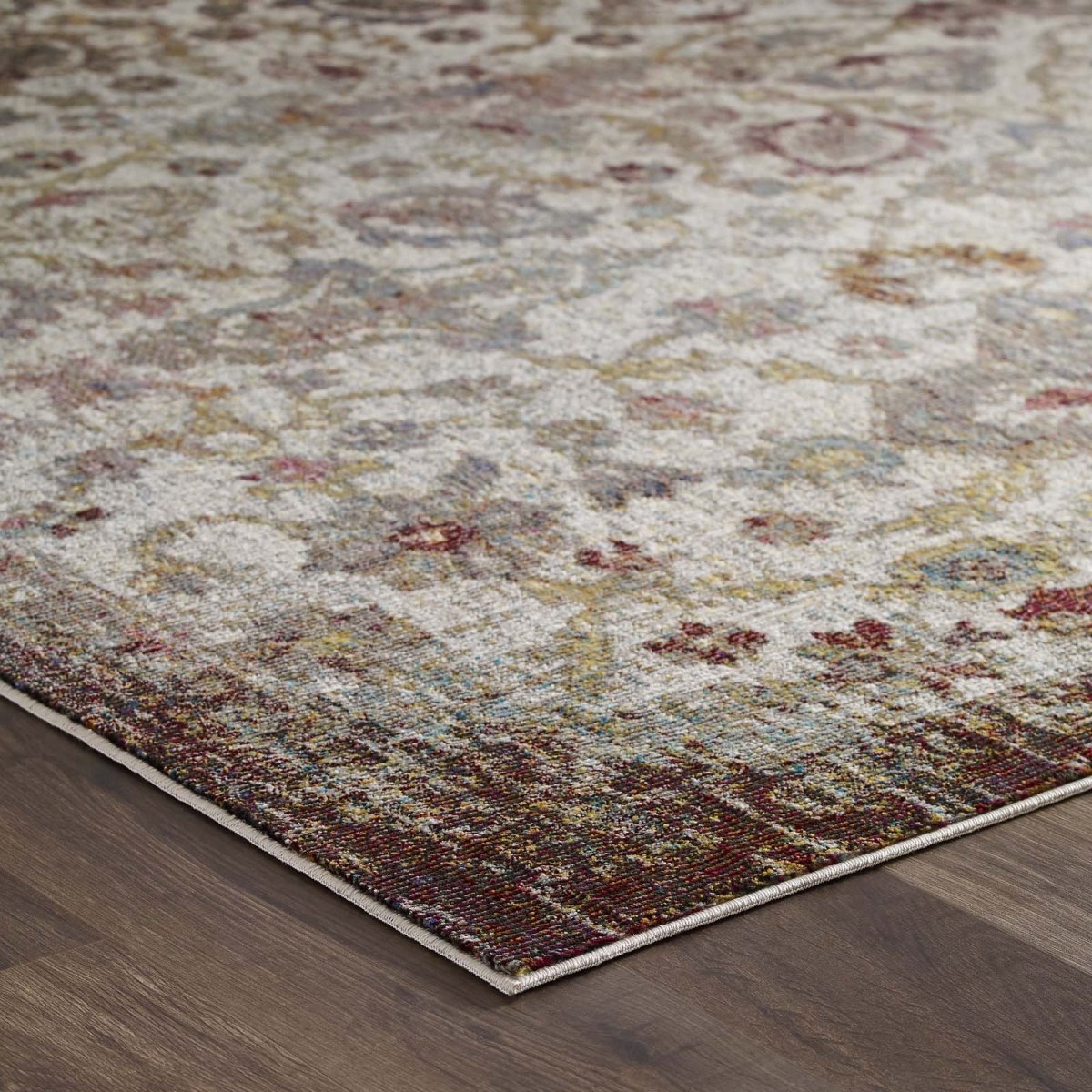 5x8 Multicolored Distressed Floral Moroccan Trellis Area Rug - Mats and Rugs - Alpine Outlets