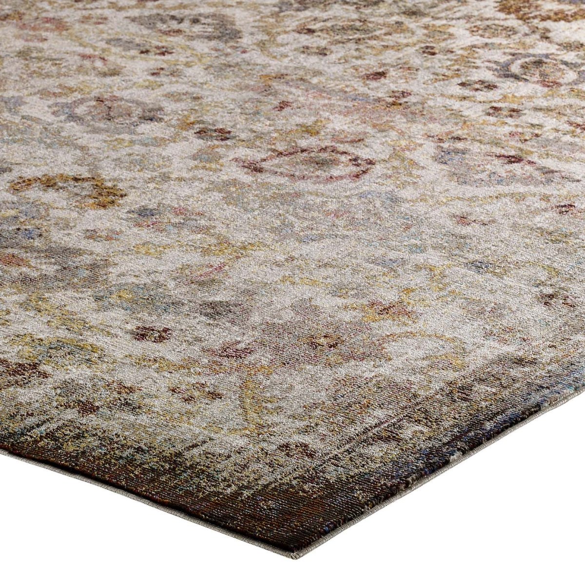 5x8 Multicolored Distressed Floral Moroccan Trellis Area Rug - Mats and Rugs - Alpine Outlets