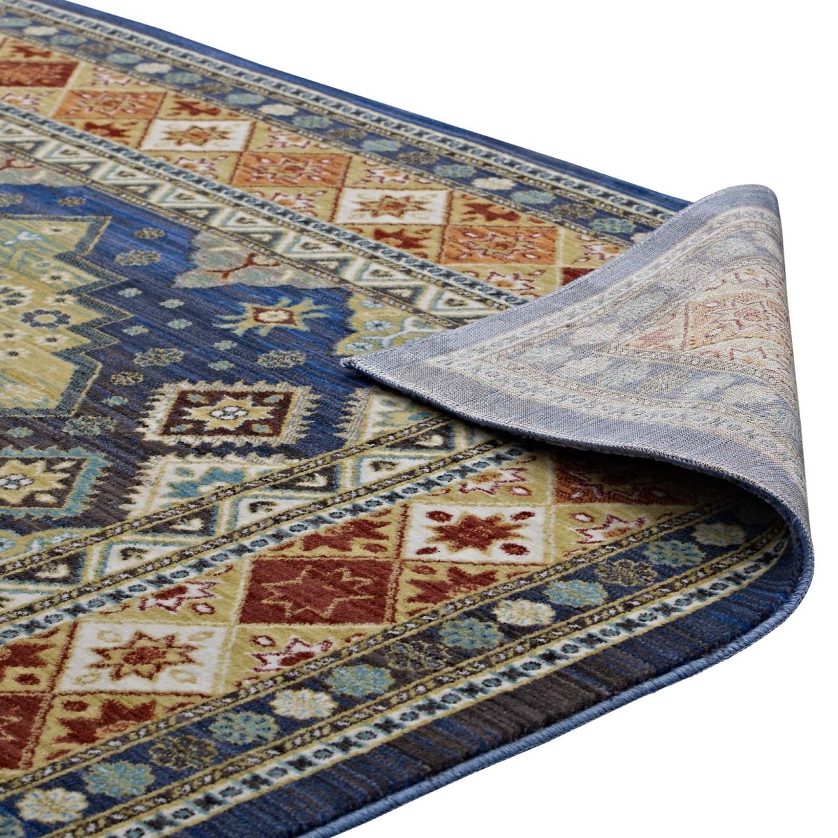 5x8 Multicolored Distressed Southwestern Diamond Floral Polyester Area Rug - Mats and Rugs - Alpine Outlets