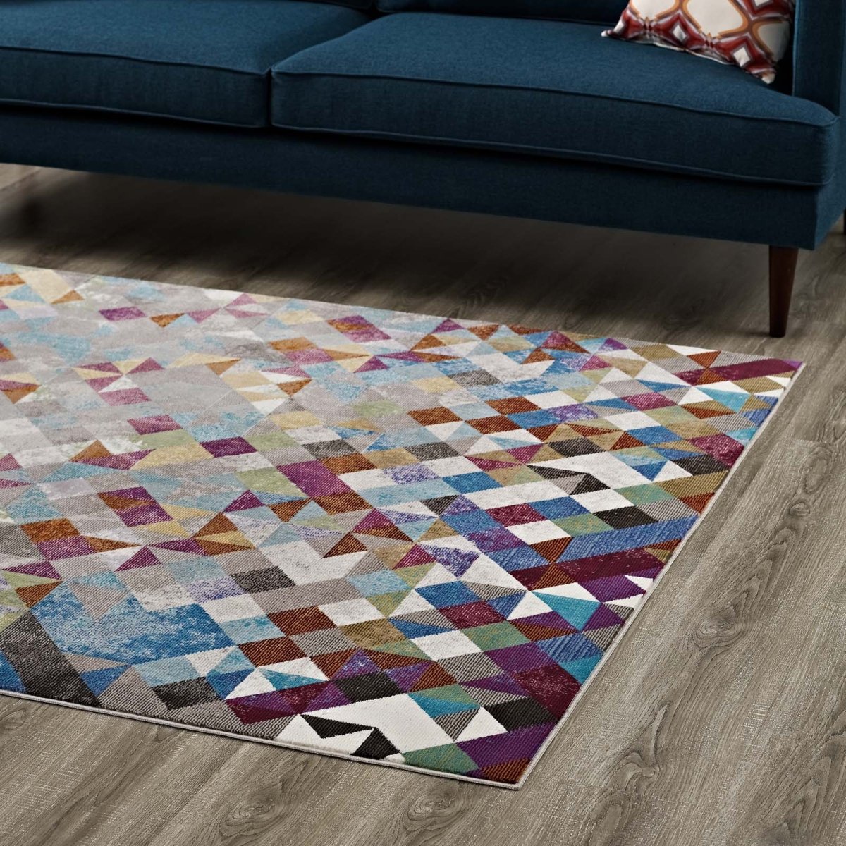 5x8 Multicolored Triangle Mosaic Geometric Area Rug - Mats and Rugs - Alpine Outlets