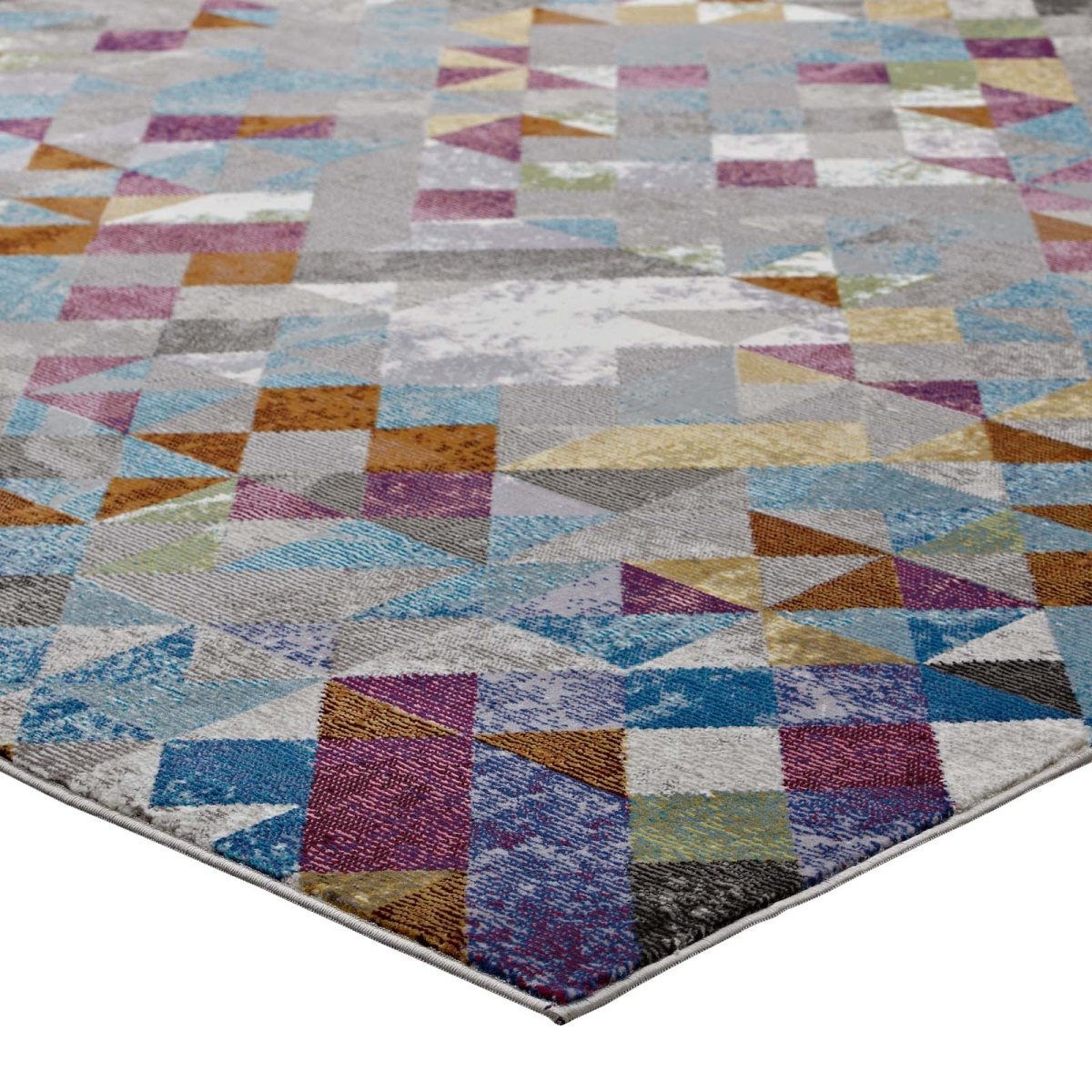 5x8 Multicolored Triangle Mosaic Geometric Area Rug - Mats and Rugs - Alpine Outlets