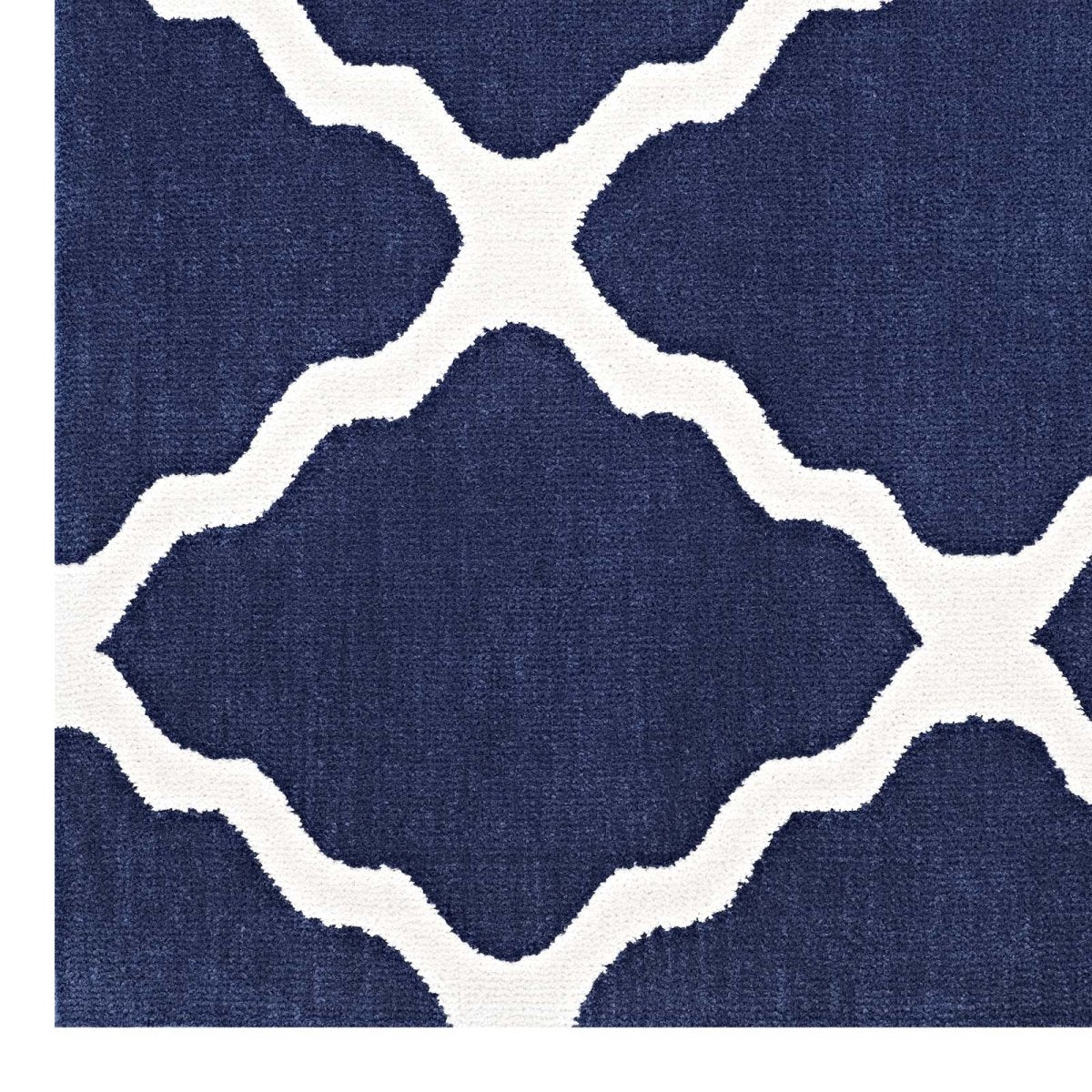 5x8 Navy and Ivory Moroccan Trellis Polyester Area Rug - Mats and Rugs - Alpine Outlets