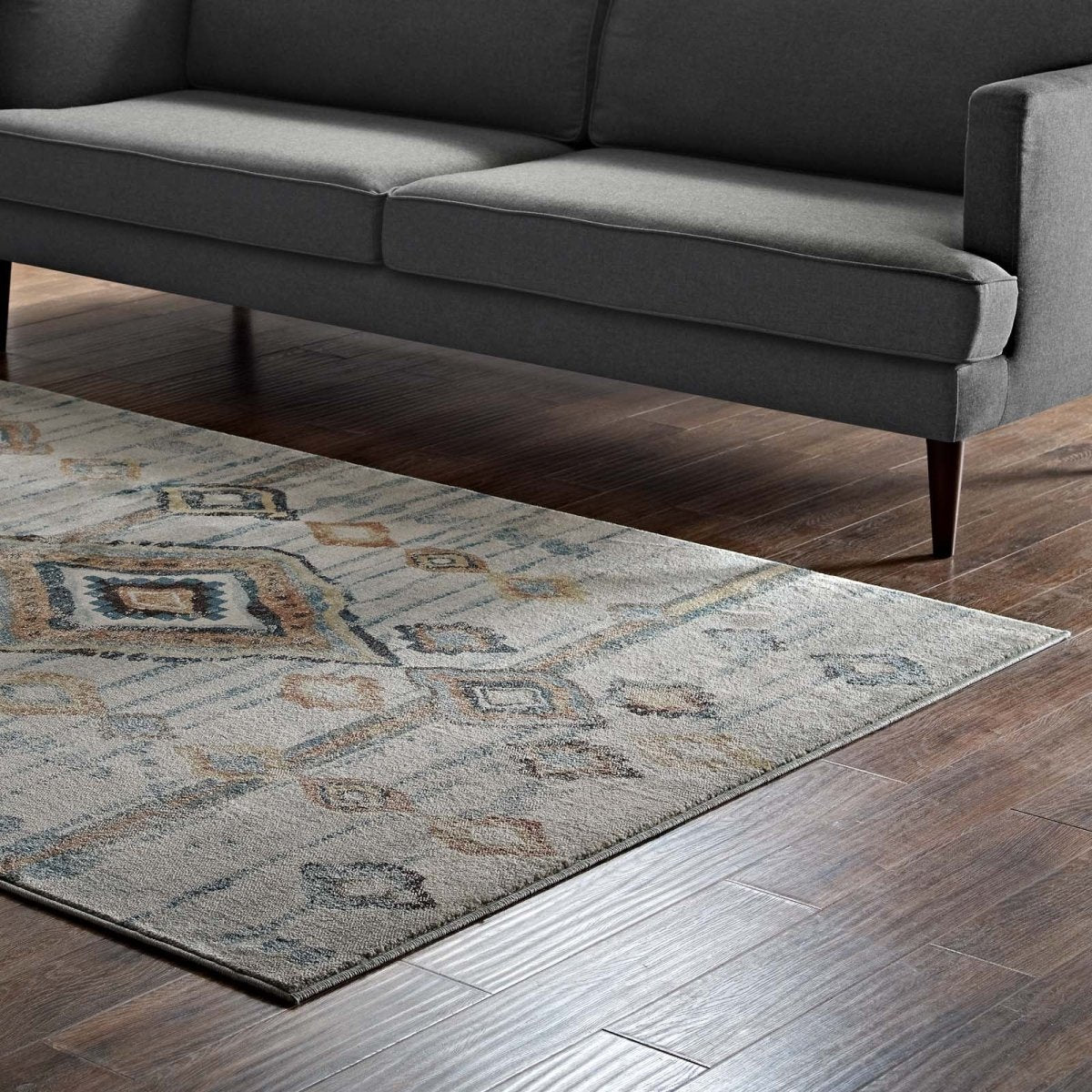 5x8 Silver Blue Beige Brown Distressed Moroccan Tribal Diamond Area Rug - Mats and Rugs - Alpine Outlets