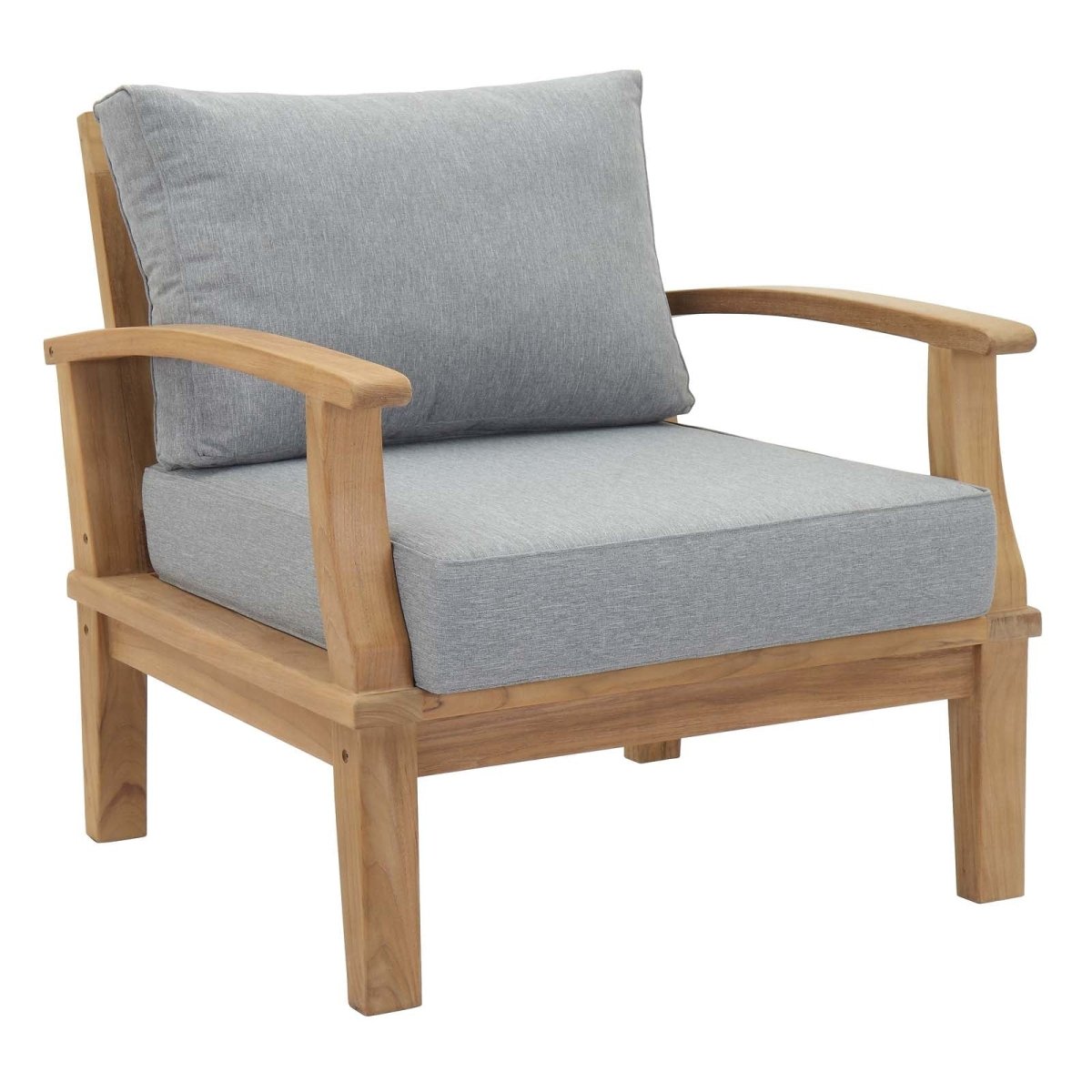65" 6-Piece Natural Teak Outdoor Sectional Sofa Set with Gray Cushions - Outdoor - Alpine Outlets