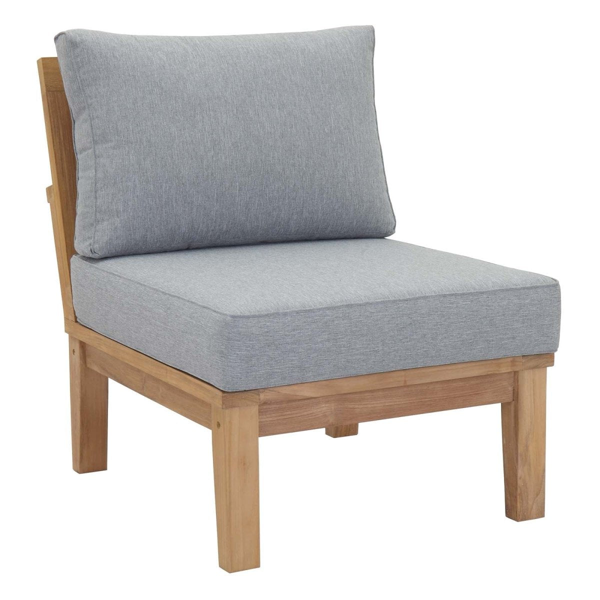 65" 6-Piece Natural Teak Outdoor Sectional Sofa Set with Gray Cushions - Outdoor - Alpine Outlets