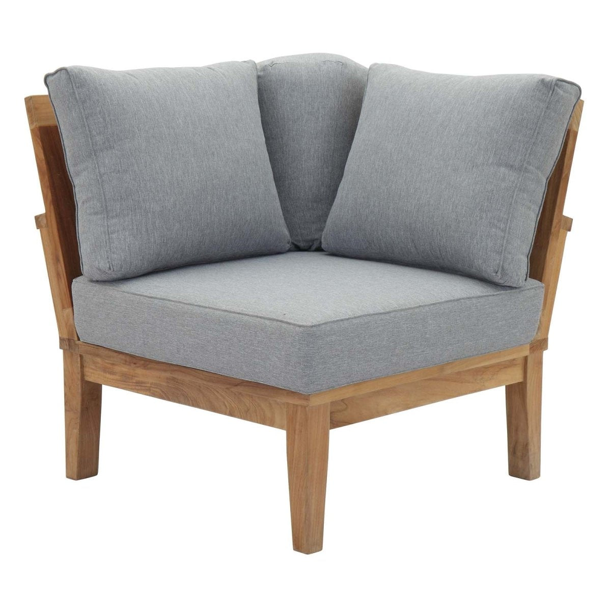 65" 6-Piece Natural Teak Outdoor Sectional Sofa Set with Gray Cushions - Outdoor - Alpine Outlets