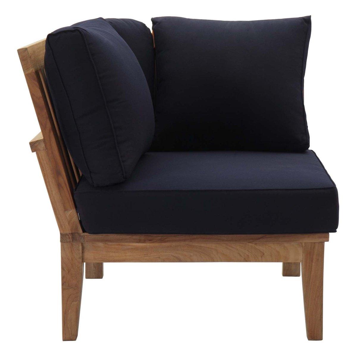 65" 6-Piece Natural Teak Outdoor Sectional Sofa Set with Navy Cushions - Outdoor - Alpine Outlets