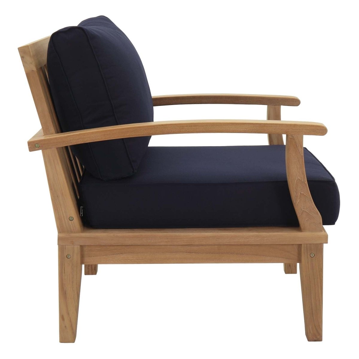 65" 6-Piece Natural Teak Outdoor Sectional Sofa Set with Navy Cushions - Outdoor - Alpine Outlets